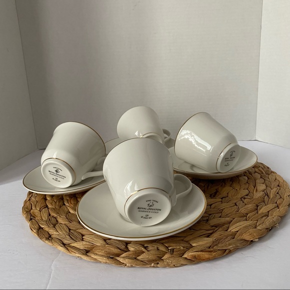 ROYAL DOULTON TEA CUPS WARWICK GOLD SET OF 4 - Picture 5 of 14